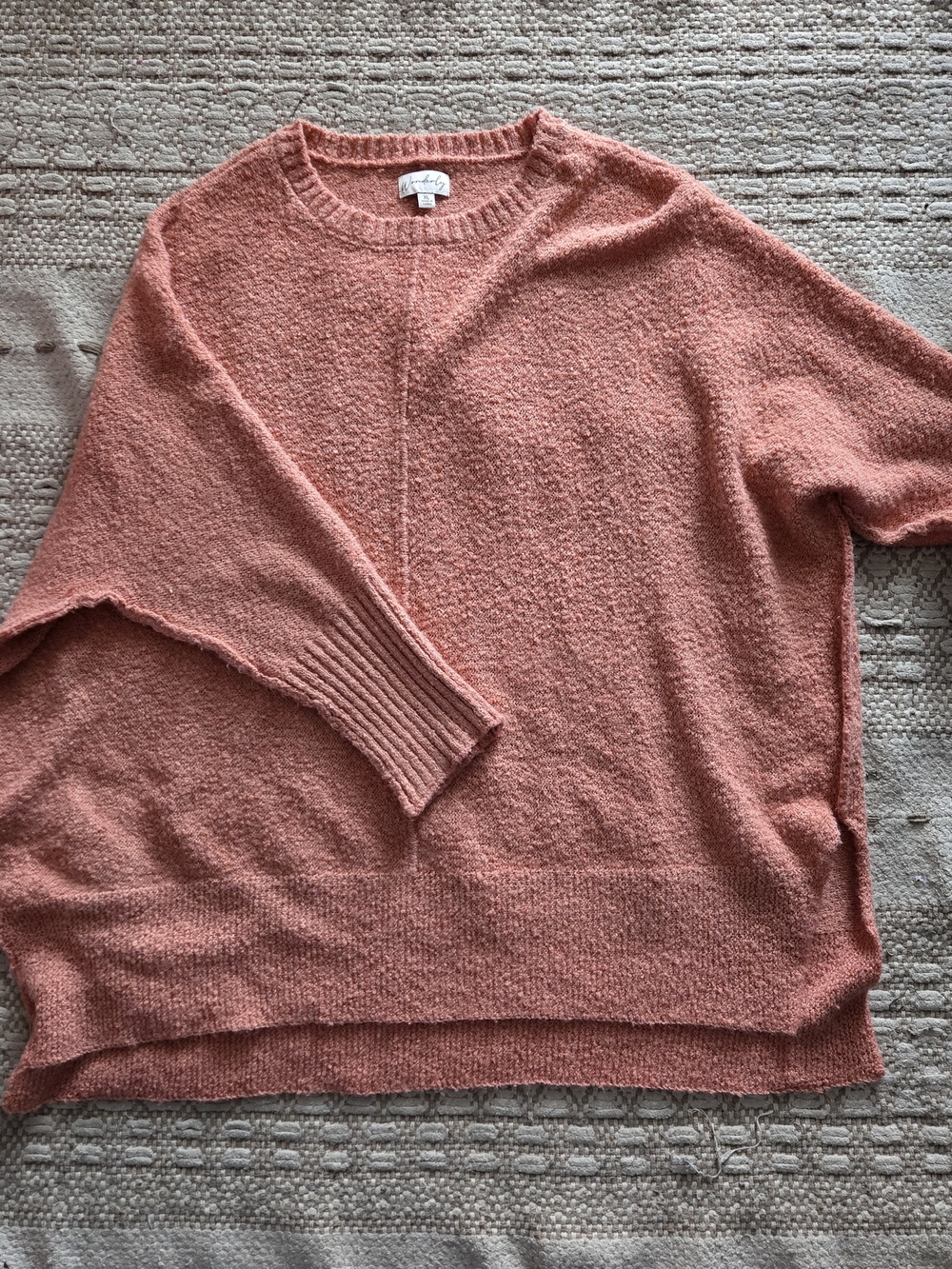 Wonderly Cozy Crewneck Sweater in Coral Peach